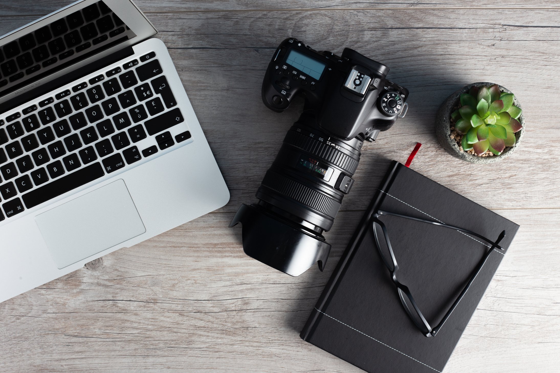 Photographer Work Table Content Creator for Social Networks